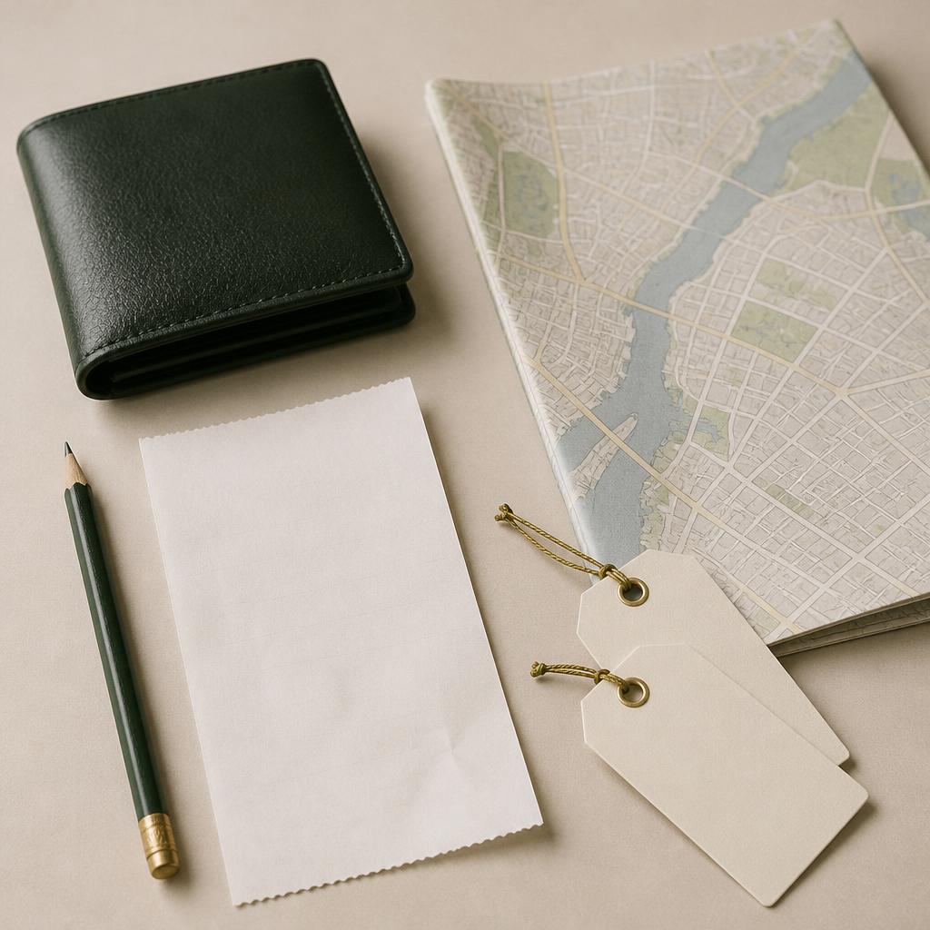 Blank price notes, tags and an unmarked Ottawa map for checking a current listing